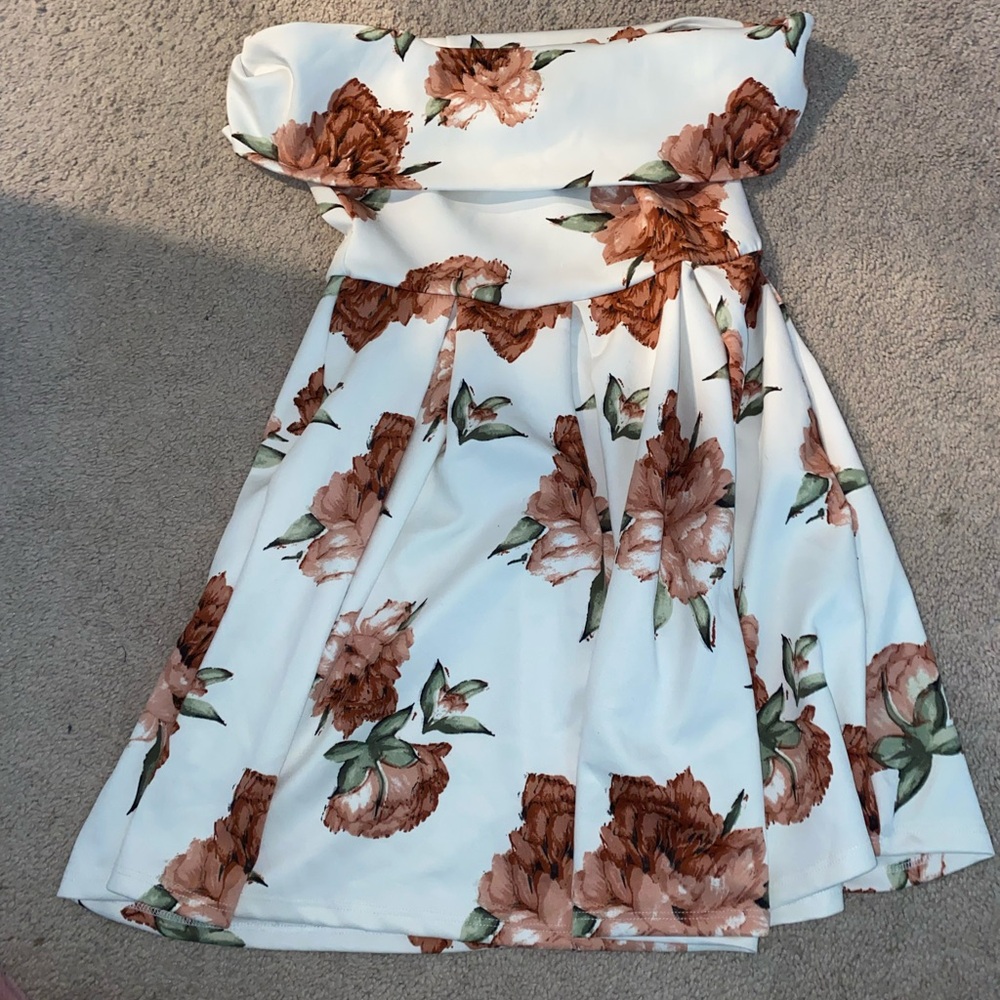 Charlotte Russe White and Brown Floral Kids Dress